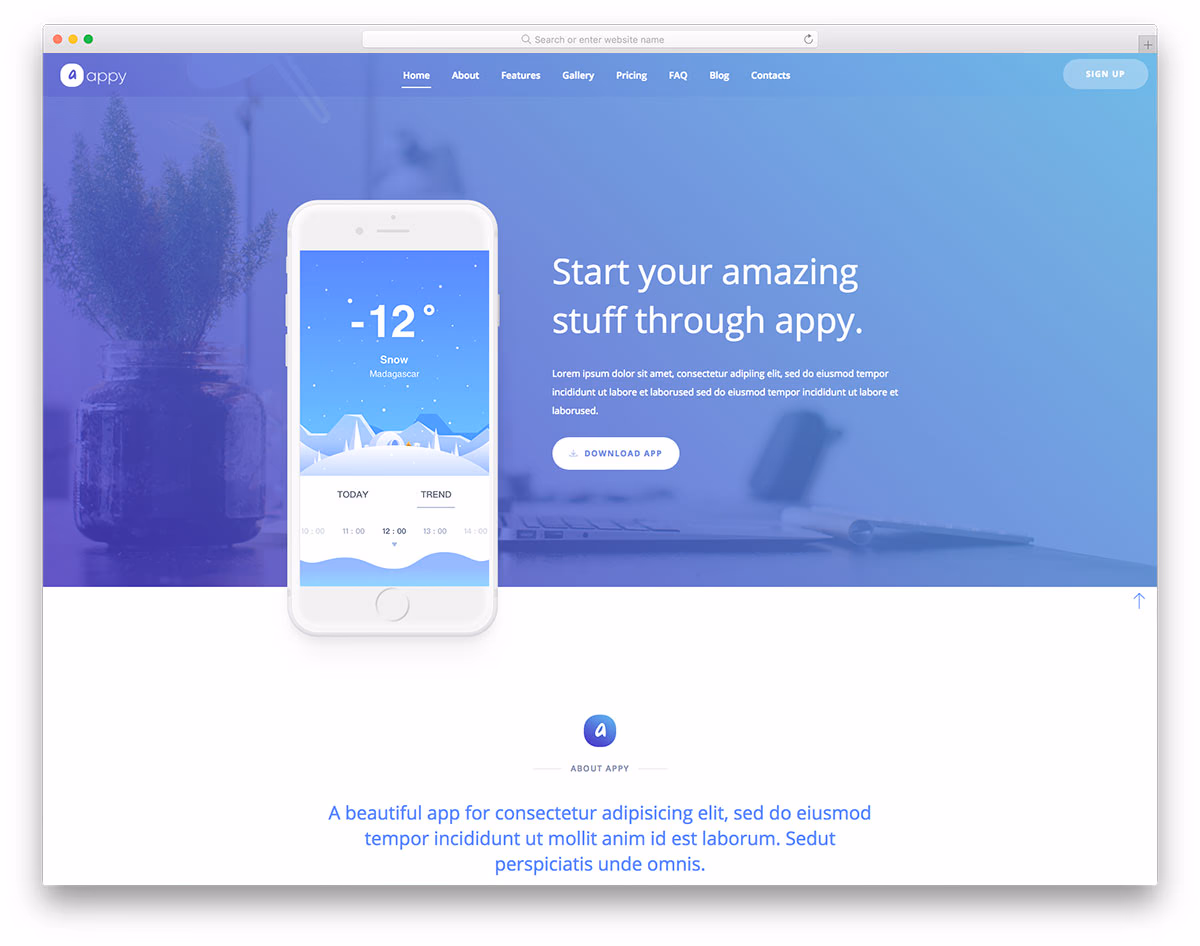 Appy free landing page template