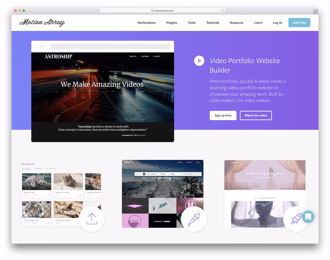 motion array portfolio website builder